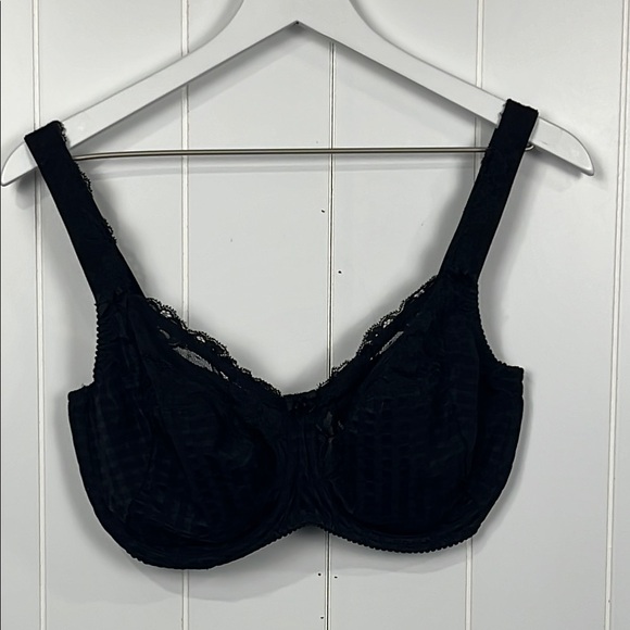 Primadonna 36G Black Lace Underwire Bra Adj Straps Floral Lace Pattern Full Cup - Picture 1 of 11